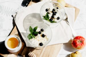 Fresh fruit with mint and honey